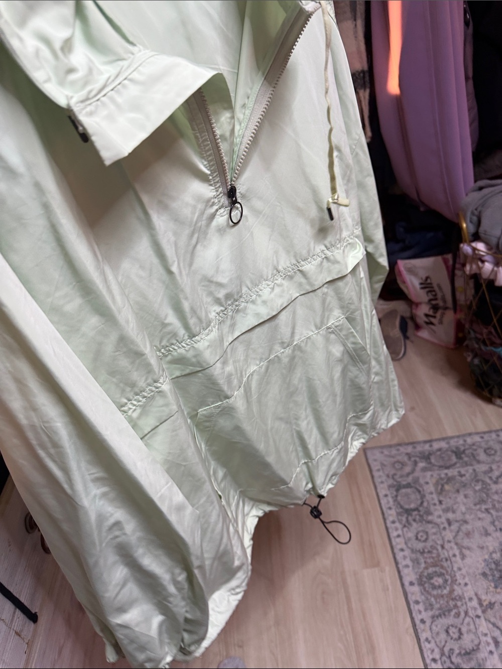 Chic Soul Pale Mint Hooded Anorak Pullover - Picture 4 of 7